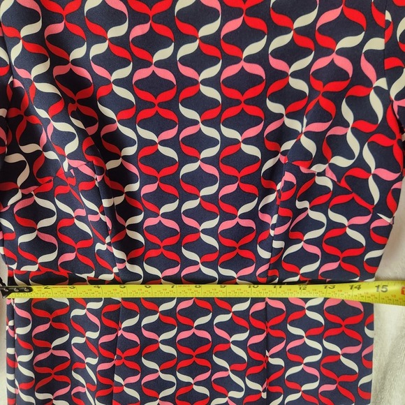 Boden Dress Womens 4 Blue Red Violette Ribbon Print Midi Kick Flare Skirt Preppy - Picture 7 of 11